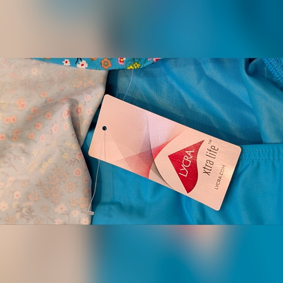 New Lands’ End Plus 20W Turquoise Floral Tankini Swim Top & Skirted Bottom Plus - Picture 16 of 16